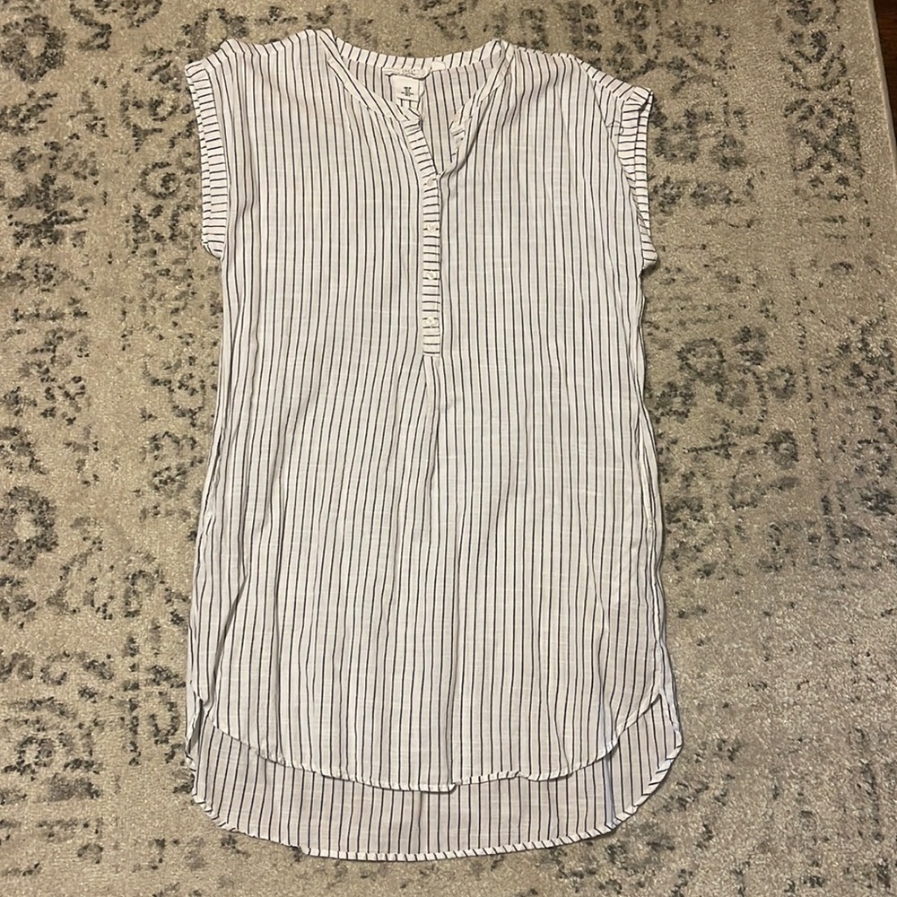 White and blue Linen dress